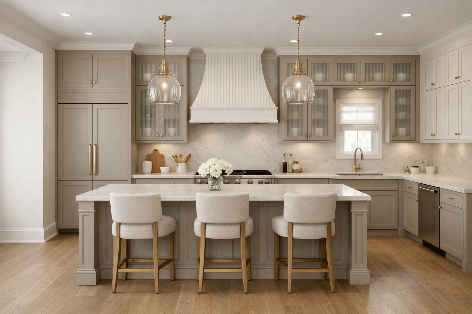 Coral Gables kitchen with banquette seating