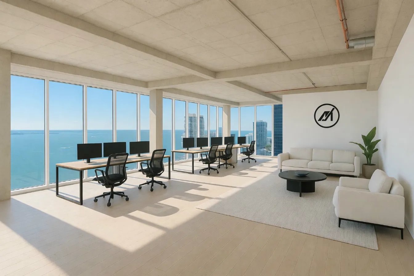 Brickell executive office with ocean views
